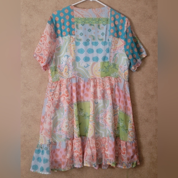 Shein Patchwork Button Down Ruffle Dress - Picture 4 of 10